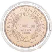 2000 Turkey 50,000,000 Gold Lira - Owl - Diamond Eyes