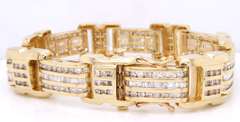 Must Have! Yellow Gold 12cts Diamond Gent's Bracelet
