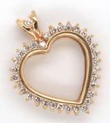 14 KT YELLOW GOLD AND DIAMOND HEART PENDANT
