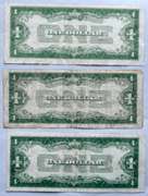 3 Different $1 Funnyback Silver Certificates