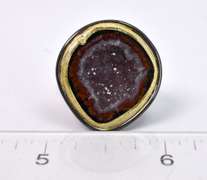 Brilliant Multi-Color Geode Formation in Sterling Silver Ring with Diamond Accent