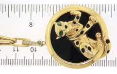 Intoxicating Handmade Italian 14k Gold Cable Chain Necklace with Pop Out Spotted Panther again Black Onyx