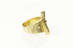 14K Yellow Gold Oval Belt Buckle Chunky Retro Statement Ring