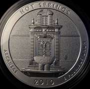 2010 America The Beautiful Five Ounce Silver Uncirculated Coin Hot Springs National Park.