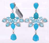 Eyecatching 18kt Turquoise and Aquamarine Dangle Earrings