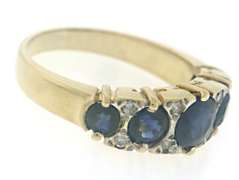 Vintage 14kt YG Sapphire and Diamond Ring