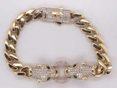 Awesome 14kt Yellow Gold Panther Chain Link Bracelet