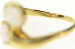 10K Yellow Gold Oval Opal Ornate Retro Bypass Statement Ring
