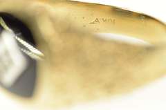 10K Yellow Gold Retro Textured Men's Black Onyx Diamond Ring