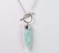 Glamorous Green Pointed Gemstone Necklace in Sterling Silver