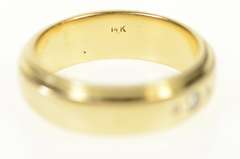 14K Yellow Gold Diamond Grooved Classic Wedding Band Ring