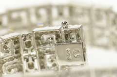 14K White Gold 5.00 Ctw Diamond Greek Key Swirl Tennis Bracelet
