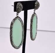 Large Oval Crystalized Gemstone Earrings