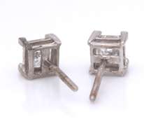 Elegant White Gold 0.75ctw Princess Cut Stud Earrings