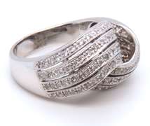LADIES 14K WHITE GOLD DIAMOND TWIST DESIGN RING