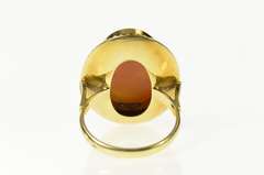 14K Yellow Gold Retro Ornate Carved Shell Cameo Statement Ring