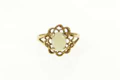 10K Yellow Gold Natural Opal Scalloped Trim Cocktail Ring