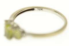 10K White Gold Three Stone Peridot Diamond Accent Classic Ring