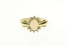 10K Yellow Gold Oval Opal Diamond Accent Statement Classic Ring