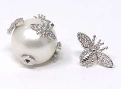 Sterling Silver Pearl Bee Earrings