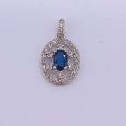 14kt Gold, Blue Sapphire, & Diamond Pendant