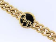 Powerful Yellow Gold Black Onyx Panther Bracelet