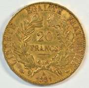 Real nice 1851-A French Republic 20 Francs Gold Piece