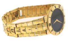Gucci Gold Plated Black Dial Watch