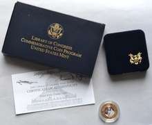 2000 Proof $10 Library OF Congress Bimetal Platinum &Gold LOC $10 Box & A Paper.