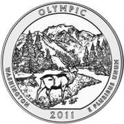 2011 America The Beautiful Five Ounce Silver Uncirculated Coin Olympic National Park Washington..