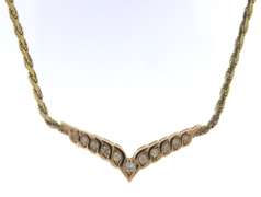 14k yellow gold ladies CHEVRON diamond necklace
