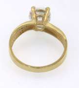 Fancy 14kt Yellow Gold Ring with Round CZ Gemstone