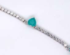 White and Green Cubic Zirconia Sterling Silver Necklace