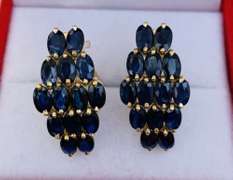 5.0 Carat Blue Sapphire Earrings in 14kt Gold