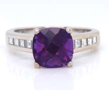 Special Platinum Amethyts with Diamond Channel Set Ring