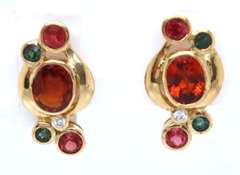 Attractive Multi Gemstone and Diamond Earrings
