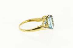 10K Yellow Gold Pear Blue Topaz Ornate Bypass Statement Ring