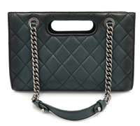 Chanel Quilted Goatskin Green Perfect Edge Tote W/ Box & Dust Cover