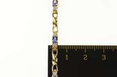 14K Yellow Gold Oval Tanzanite Diamond Accent Statement Bracelet