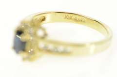 10K Yellow Gold Oval Sapphire Diamond Halo Engagement Ring