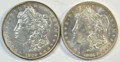 Choice BU 1902-O & 1904-O Morgan Silver Dollars
