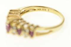 14K Yellow Gold Marquise Natural Ruby Diamond Band Ring