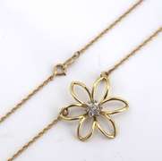 Fantastic Diamond Cluster Flower Pendant on Chain
