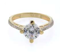 Exquisite 14kt Yellow Gold Round CZ Engagement Ring