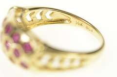 14K Yellow Gold Honeycomb Ruby Bee Statement Band Ring