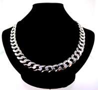 Large Handmade Italian Sterling Silver Curb Chain Necklace