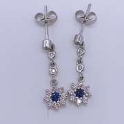 14kt Gold, Blue Sapphire, & Diamond Earrings