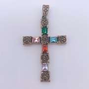 Sterling Silver & Gemstone Cross Pendant