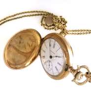 Antique Waltham Pocket Watch with Original Box and a 23 inch Adjustable Chain - WORKING!