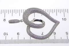 Contemporary Sterling Silver Heart Pendant with Cubic Zirconias